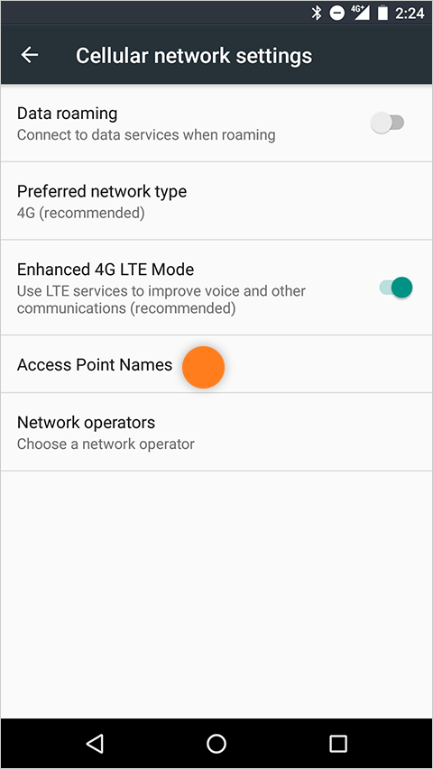 Go to Access Point Name