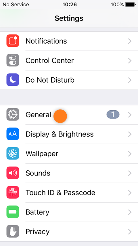 Go to General in Settings app
